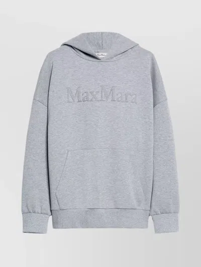 S Max Mara Hooded Knitwear With Front Pouch Pocket In Grey