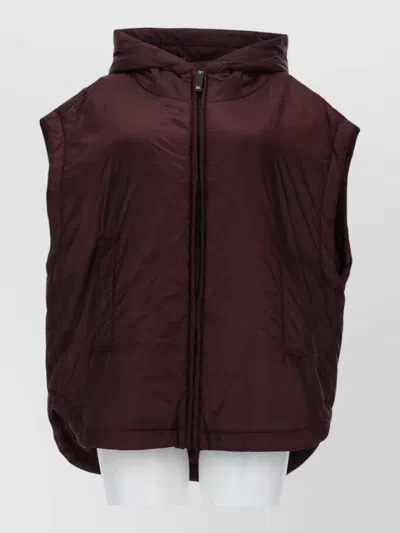 S Max Mara Hooded Puffer Gilet In Brown
