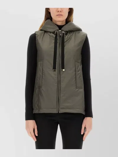 S Max Mara Hooded Sleeveless Quilted Vest Greengo