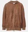 S Max Mara Hooded Suede Jacket In Brown