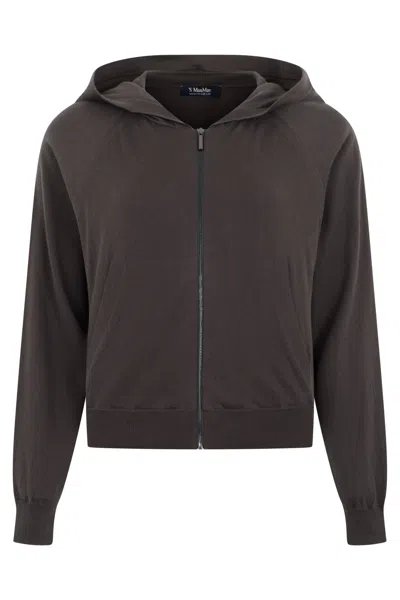S Max Mara Hooded Sweatshirt With Zipper In Gray