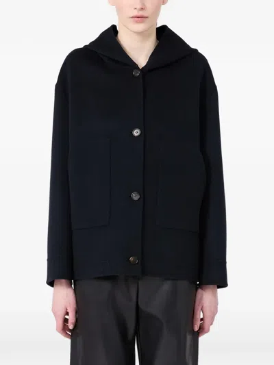 S Max Mara Hooded Virgin-wool Coat In Black