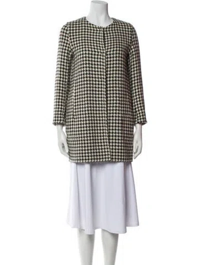 Pre-owned S Max Mara Houndstooth Print Coat In Black