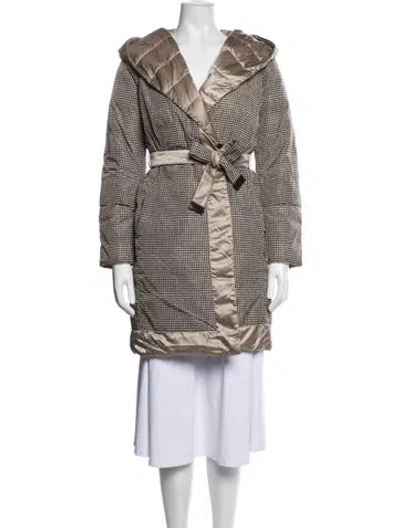 Pre-owned S Max Mara Houndstooth Print Down Coat In Multicolor
