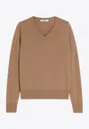 S Max Mara V-neck Wool Sweater Long Sleeves