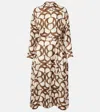 S Max Mara Ileana Printed Silk Twill Shirt Dress In White