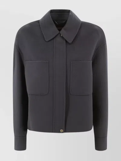 S Max Mara Jacket Boxy Wool Cashmere Silk In Gray