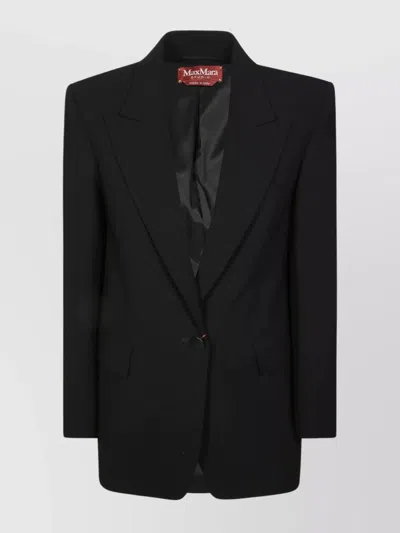 S Max Mara Jacket Single-breasted Flap Pockets In Black