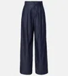 S Max Mara Jerry Embellished Chambray Wide-leg Pants
