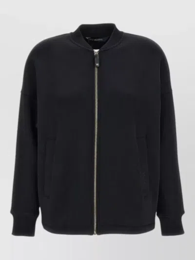 S Max Mara Jersey Jacket Knit Fabric Rib Cuffs In Black