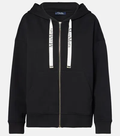 's Max Mara Womens Black Jour Logo-drawstring Cotton-blend Hoody
