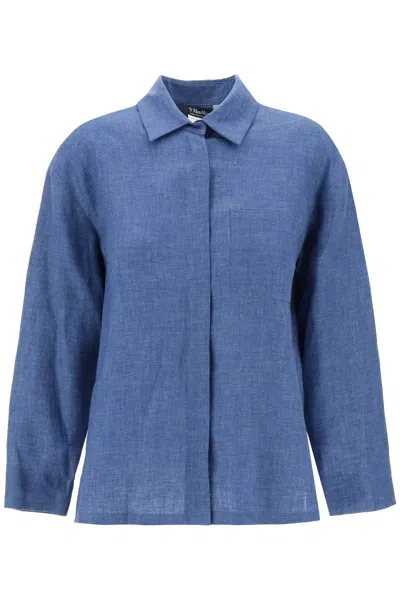 's Max Mara Kasia Linen Shirt In Canvas Fabric In Blue