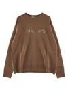 's Max Mara Crew Neck Logo Knit Sweater In Brown