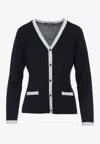 's Max Mara Kenya V-neck Wool Cardigan Pockets In Black