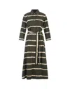 S Max Mara Womens Olanda Abstract-pattern Cotton Midi Dress Kaki In Green