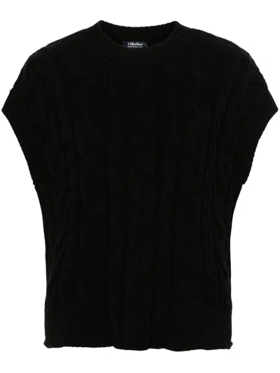 's Max Mara Knitted Cotton Vest In Black