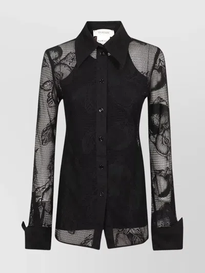 's Max Mara Knitwear Set With Collar Detail And Sheer Fabric In Black