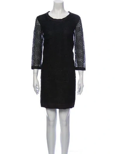Pre-owned 's Max Mara Lace Pattern Mini Dress In Black