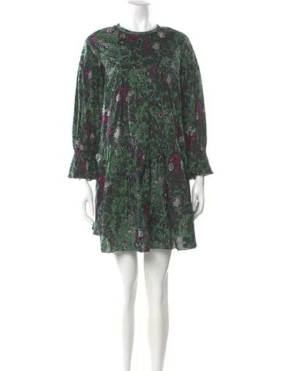 Pre-owned S Max Mara Lace Pattern Mini Dress In Green
