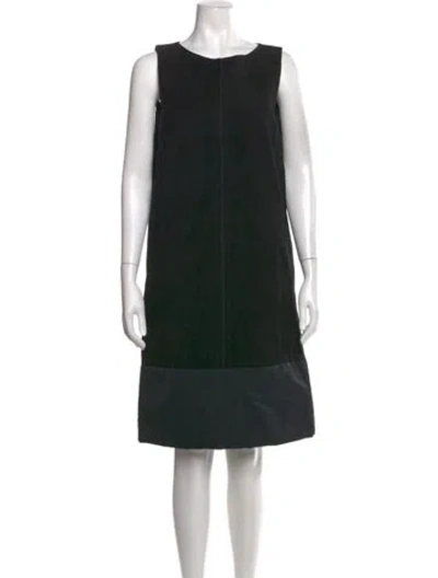 Pre-owned S Max Mara Lamb Leather Knee-length Dress In Black