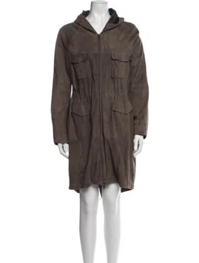 Pre-owned S Max Mara Lamb Leather Parka In Brown