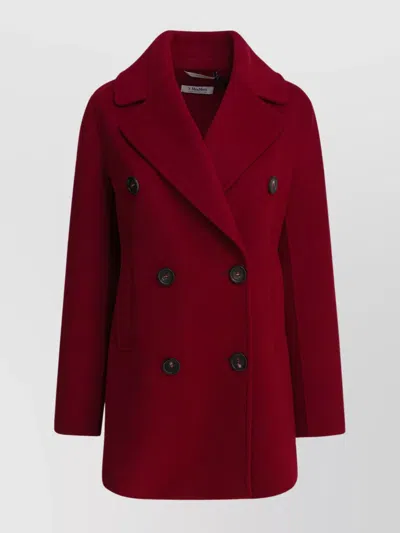 S Max Mara Lapels Double-breasted Design Button Detailing Pockets In Red