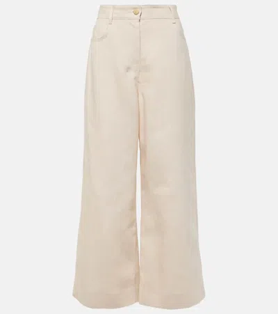 's Max Mara Lapo High-rise Linen Wide-leg Pants In Beige