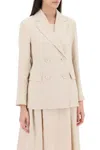 S Max Mara Laura's Double-breasted Linen Bl In Beige