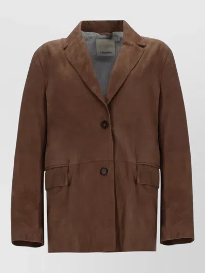 S Max Mara Leather Coat In Brown