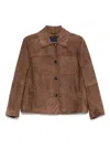 S Max Mara Long-sleeved Leather Jacket In Brown