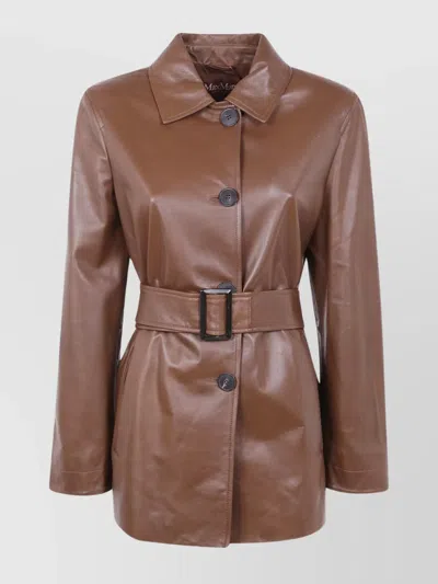 S Max Mara Leather Jacket In Brown