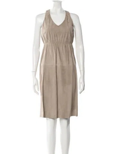 Pre-owned 's Max Mara Leather Knee-length Dress In Neutrals