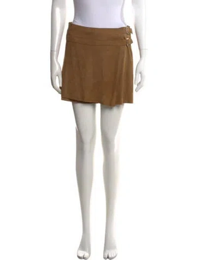 Pre-owned S Max Mara Leather Mini Skirt In Brown