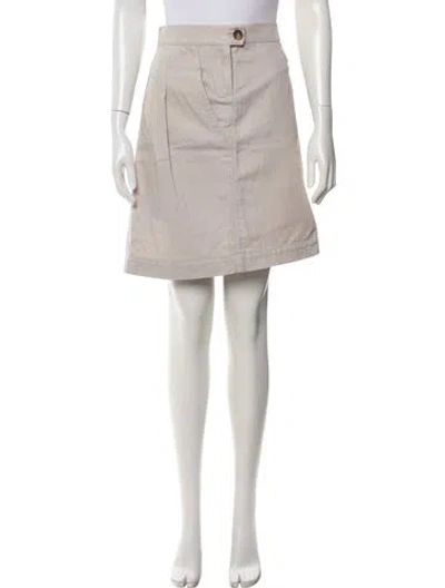 Pre-owned S Max Mara Leather Trim Embellishment Mini Skirt In Neutrals