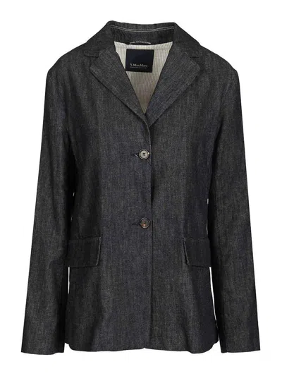 S Max Mara Leone Stretch Denim Jacket In Blue