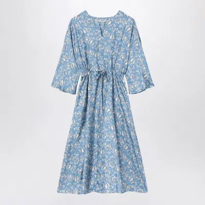 's Max Mara S Max Mara  Light Blue Midi Silk Dress With Floral Print