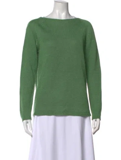 Pre-owned 's Max Mara Linen Bateau Neckline Sweater In Green