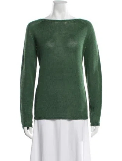 Pre-owned S Max Mara Linen Bateau Neckline Sweater In Green
