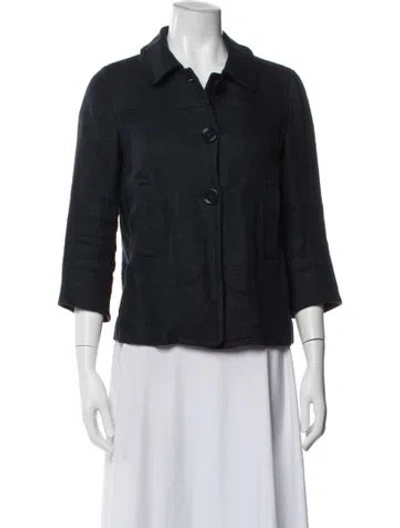 Pre-owned S Max Mara Linen Blazer In Blue