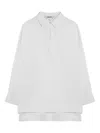S Max Mara White Polo Shirt In Linen Canvas