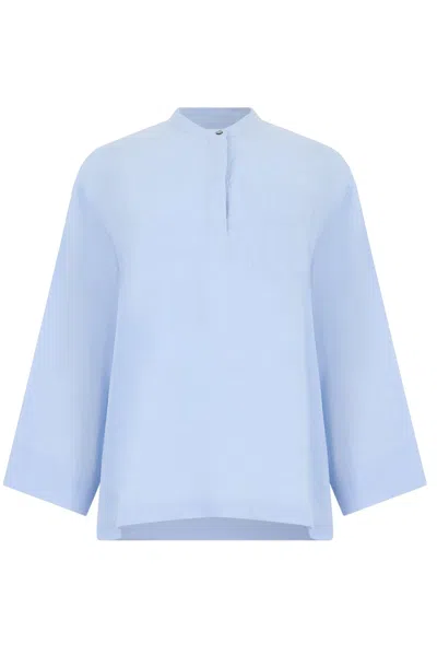 S Max Mara Linen Blouse In Light Blue