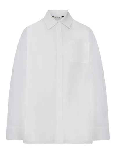 S Max Mara Linen Canvas Shirt In White