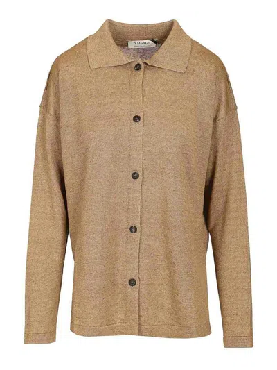 S Max Mara Linen Cardigan In Beige