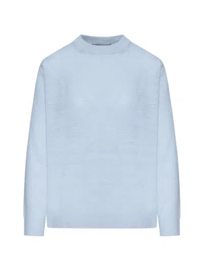 S Max Mara Linen Crewneck Sweater In Sky Blue