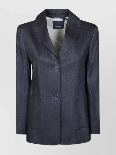 S Max Mara Linen Denim Jacket Vent In Blue