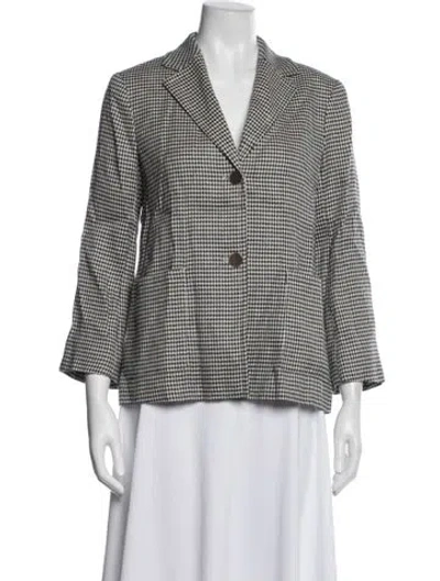 Pre-owned S Max Mara Linen Houndstooth Print Blazer In Black/white