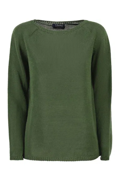 's Max Mara S Max Mara Linen Jumper With Wide Neck In Green