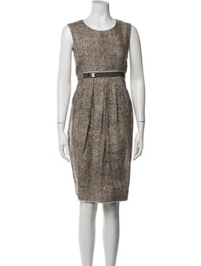 Pre-owned S Max Mara Linen Knee-length Dress In Multicolor