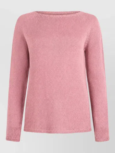 S Max Mara Linen Long-sleeve Sweater In Pink