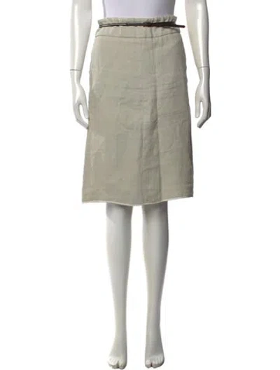 Pre-owned 's Max Mara Linen Midi Length Skirt In Grey